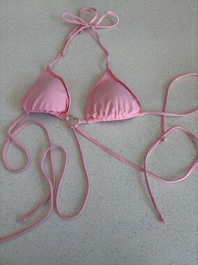 Pink Triangle Bikini Top with Heart Connector